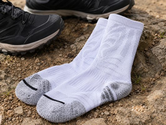 Chaussettes de trail mi-hautes en textile synthétique pour la course